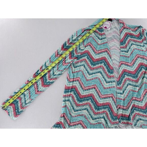 Shiela Rose Cardigan Sweater Sz L Chevron Colorful Artsy Fun Shawl Throw NWT - Picture 11 of 14